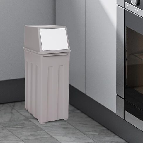 Bathroom Trash Can with Lid, 30 Liter/ 8 Gallon Slim Garbage Can, Trash Bin Waste Basket with Pop-Up Lid for Kitchen, Bedroom, Living Room, Office (Grey) in Kuwait