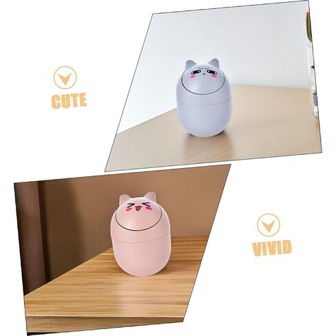 Healeved Cartoon Waste Bin Mini Trash Can 2pcs Small Plastic Desktop Sundries Container Cute Trash Bin for Office and Home Desk Organization in Kuwait