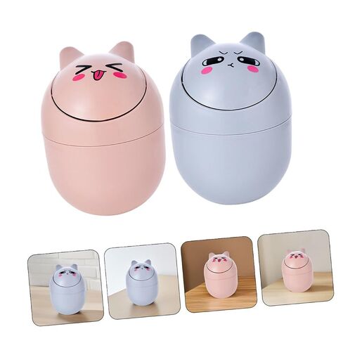 Healeved Cartoon Waste Bin Mini Trash Can 2pcs Small Plastic Desktop Sundries Container Cute Trash Bin for Office and Home Desk Organization in Kuwait