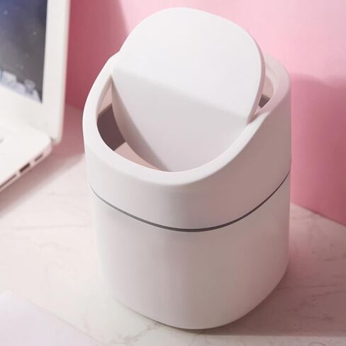 Mini Desktop Trash Can with Removable Lid, Nordic Style Plastic Garbage Bin for Office Desk & Bathroom Vanity in Kuwait