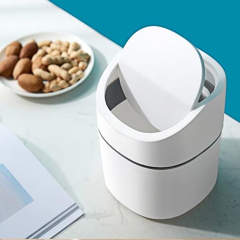 Mini Desktop Trash Can with Removable Lid, Nordic Style Plastic Garbage Bin for Office Desk & Bathroom Vanity in Kuwait