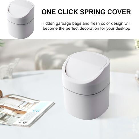 Mini Desktop Trash Can with Removable Lid, Nordic Style Plastic Garbage Bin for Office Desk & Bathroom Vanity in Kuwait