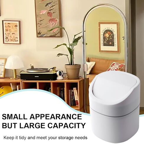 Mini Desktop Trash Can with Removable Lid, Nordic Style Plastic Garbage Bin for Office Desk & Bathroom Vanity in Kuwait