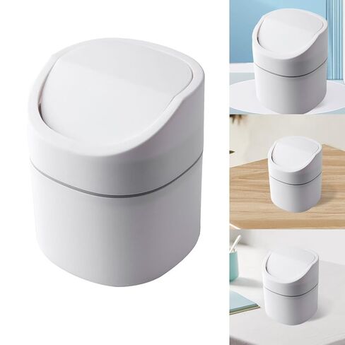 Mini Desktop Trash Can with Removable Lid, Nordic Style Plastic Garbage Bin for Office Desk & Bathroom Vanity in Kuwait