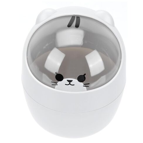 Cabilock Mini Desktop Trash Can with Lid, Cute Cartoon Cat Table Garbage Bin, Small Gray Flip-top Wastebasket for Dorm Room and Office Storage in Kuwait