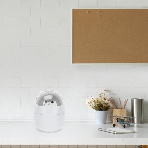 Cabilock Mini Desktop Trash Can with Lid, Cute Cartoon Cat Table Garbage Bin, Small Gray Flip-top Wastebasket for Dorm Room and Office Storage in Kuwait