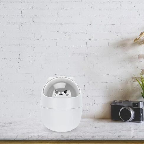 Cabilock Mini Desktop Trash Can with Lid, Cute Cartoon Cat Table Garbage Bin, Small Gray Flip-top Wastebasket for Dorm Room and Office Storage in Kuwait