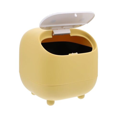 Veemoon Mini Desktop Trash Can with Lid, Cartoon Press-top Waste Bin, Small Table Garbage Bin for Home and Office Use, Yellow Compact Desktop Dustbin in Kuwait