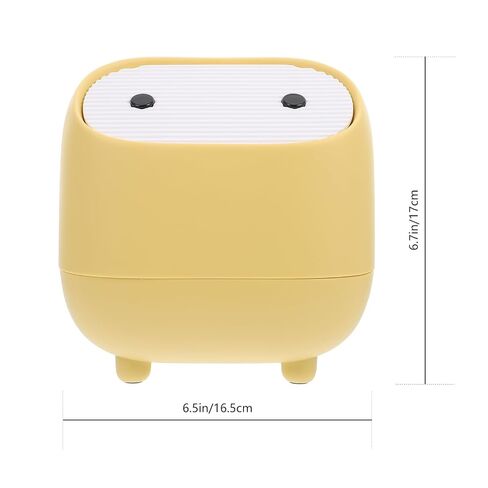 Veemoon Mini Desktop Trash Can with Lid, Cartoon Press-top Waste Bin, Small Table Garbage Bin for Home and Office Use, Yellow Compact Desktop Dustbin in Kuwait