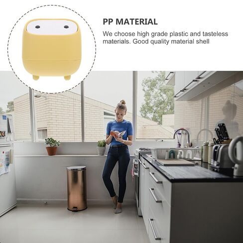 Veemoon Mini Desktop Trash Can with Lid, Cartoon Press-top Waste Bin, Small Table Garbage Bin for Home and Office Use, Yellow Compact Desktop Dustbin in Kuwait