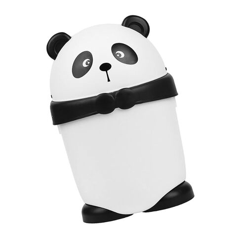 HOMSFOU Small Cartoon Panda Trash Can with Lid, Plastic Desktop Wastebasket for ’ Room, Creative Mini Trash Bin Suitable for Nursery and Playroom Use, 1pcs in Kuwait