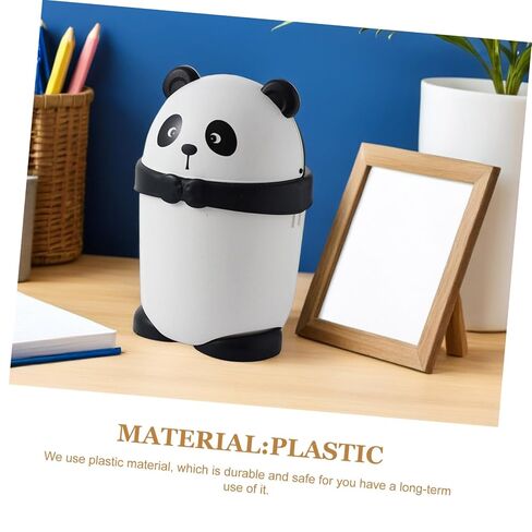 HOMSFOU Small Cartoon Panda Trash Can with Lid, Plastic Desktop Wastebasket for ’ Room, Creative Mini Trash Bin Suitable for Nursery and Playroom Use, 1pcs in Kuwait