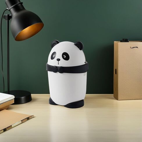 HOMSFOU Small Cartoon Panda Trash Can with Lid, Plastic Desktop Wastebasket for ’ Room, Creative Mini Trash Bin Suitable for Nursery and Playroom Use, 1pcs in Kuwait