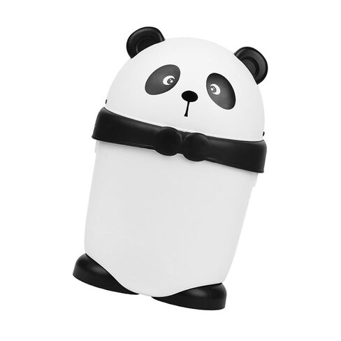 HOMSFOU Small Cartoon Panda Trash Can with Lid, Plastic Desktop Wastebasket for ’ Room, Creative Mini Trash Bin Suitable for Nursery and Playroom Use, 1pcs in Kuwait