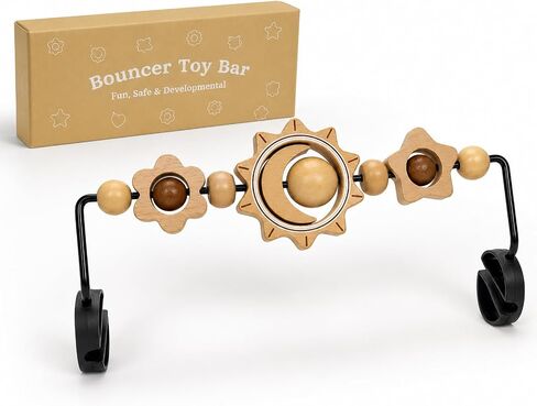 Baby Bouncer Toy Bar, Compatible with Baby Bjorn Bouncer Balance Soft & Bliss, Rotatable Wooden Toy Bar Attachment,Sensory Toy Gifts for Babies All Age (Colorful Dinosaurs) in Kuwait