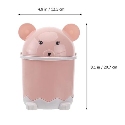 Healifty 2pcs Desktop Mini Trash Cans with Flip Lid, Small Cartoon Garbage Bins for Office and Bathroom, Thickened Plastic Waste Containers in Nordic Pink and Blue in Kuwait