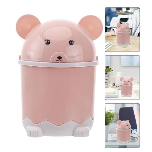 Healifty 2pcs Desktop Mini Trash Cans with Flip Lid, Small Cartoon Garbage Bins for Office and Bathroom, Thickened Plastic Waste Containers in Nordic Pink and Blue in Kuwait