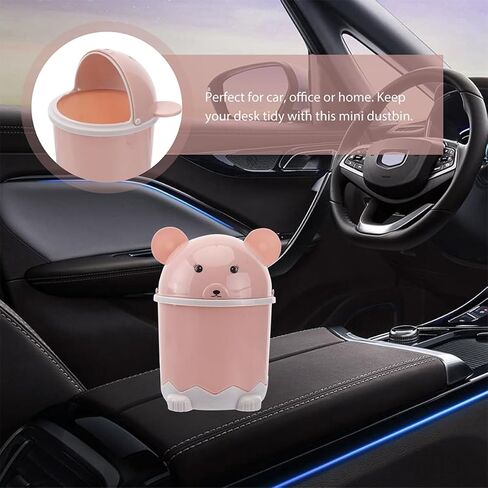 Healifty 2pcs Desktop Mini Trash Cans with Flip Lid, Small Cartoon Garbage Bins for Office and Bathroom, Thickened Plastic Waste Containers in Nordic Pink and Blue in Kuwait