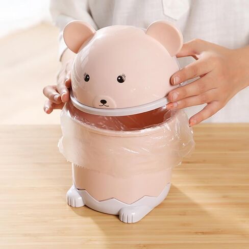 Healifty 2pcs Desktop Mini Trash Cans with Flip Lid, Small Cartoon Garbage Bins for Office and Bathroom, Thickened Plastic Waste Containers in Nordic Pink and Blue in Kuwait