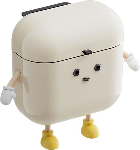 Cream Pp Wall Mounted Trash Can, Cartoon Waste Basket With Lid, 10.2 X 10 X 6.3 In, Narrow Design in Kuwait