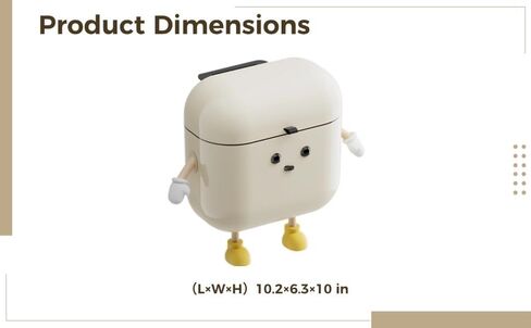 Cream Pp Wall Mounted Trash Can, Cartoon Waste Basket With Lid, 10.2 X 10 X 6.3 In, Narrow Design in Kuwait