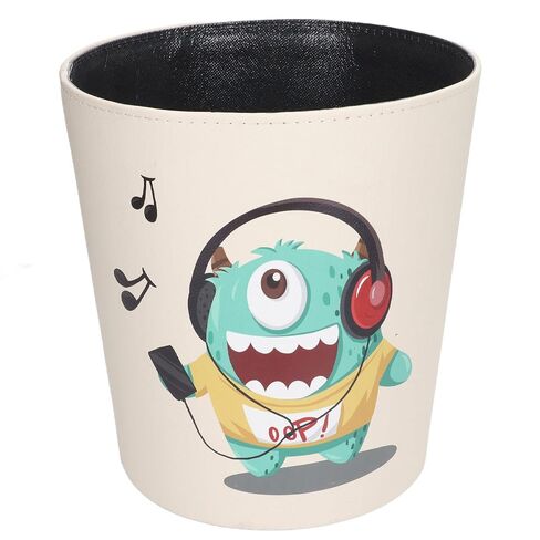 Cartoon Trash Bin, Non-Slip Base PU Leather Green Large Capacity Large Gauge Design for Bedroom Decor in Kuwait