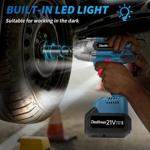1/2 Inch Cordless Impact Wrench,900Ft-lbs (1200N.m) Brushless Electric Impact Gun,3800RPM High Torque Electric Impact Driver Kit with 2 Batteries,Fast Charger,5 Sockets,Case for Car Tires,Mower,Pickup in Kuwait