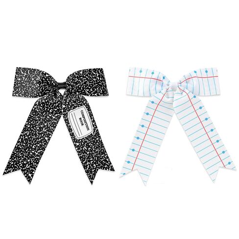AnyDesign Hair Bows Back to School Composition Notebook Hair Clips Ribbon Bowknot Alligator Barrettes for First Day of School Party Classroom Hairstyle Accessories, 2 Pcs in Kuwait