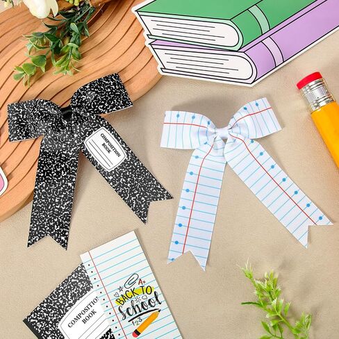 AnyDesign Hair Bows Back to School Composition Notebook Hair Clips Ribbon Bowknot Alligator Barrettes for First Day of School Party Classroom Hairstyle Accessories, 2 Pcs in Kuwait