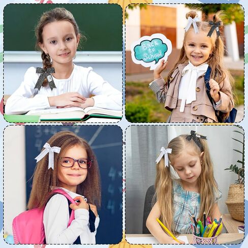 AnyDesign Hair Bows Back to School Composition Notebook Hair Clips Ribbon Bowknot Alligator Barrettes for First Day of School Party Classroom Hairstyle Accessories, 2 Pcs in Kuwait