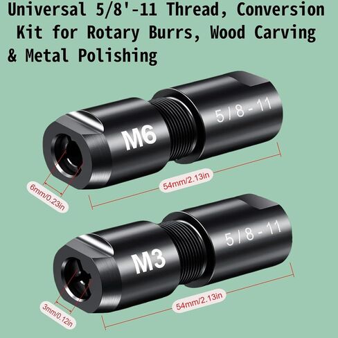 2-Pack Angle Grinder to Die Grinder Adapter, 5/8"-11 Thread | Conversion Kit for Rotary Burrs, Wood Carving & Metal Polishingto 1/4" (6mm)& 1/8"(3mm) Collet Chucks in Kuwait