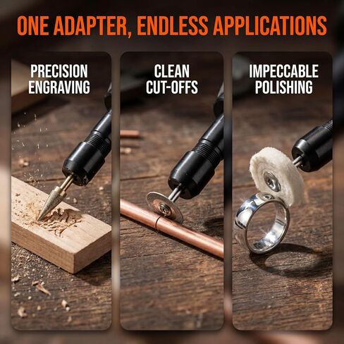 2-Pack Angle Grinder to Die Grinder Adapter, 5/8"-11 Thread | Conversion Kit for Rotary Burrs, Wood Carving & Metal Polishingto 1/4" (6mm)& 1/8"(3mm) Collet Chucks in Kuwait
