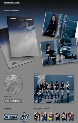 BABYMONSTER CHOOM 3rd Mini Album [Metallic Ver.] Photobook + CD + Photocard Set + Sticker Set + Logo Tag + Mini Poster in Kuwait