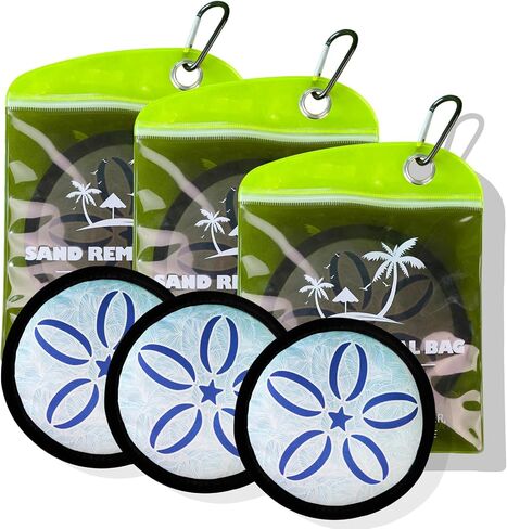 3PCS Beach Sand Remover Bag with Talc-Free Powder, Portable Beach Essential | Instantly removes beach sand with talc-free powder. Lightweight, reusable and ideal for vacations, cruises and camping. in Kuwait