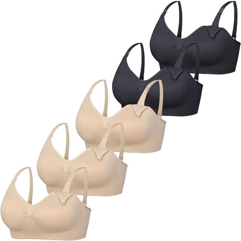 Women’s Seamless Nursing Bra Wireless Maternity Bra 5Packs with Removable Pads Pregnancy Postpartum in Kuwait