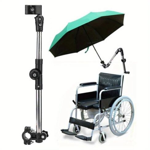Stainless Steel Rotatable Umbrella Holder for Wheelchairs Bicycles, Adjustable Umbrella Holder Clamp(Style A Foldable) in Kuwait
