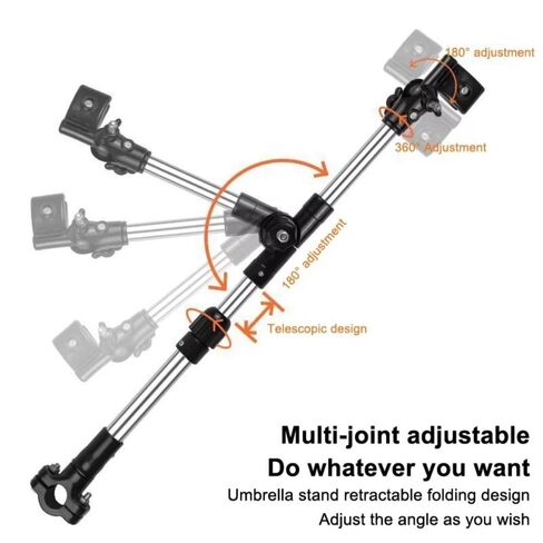 Stainless Steel Rotatable Umbrella Holder for Wheelchairs Bicycles, Adjustable Umbrella Holder Clamp(Style A Foldable) in Kuwait