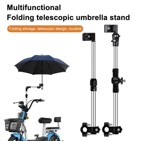 Stainless Steel Rotatable Umbrella Holder for Wheelchairs Bicycles, Adjustable Umbrella Holder Clamp(Style A Foldable) in Kuwait