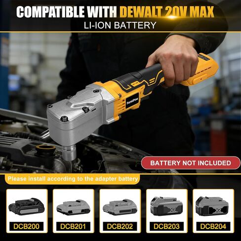 Right Angle Impact Wrench for Dewalt 20V MAX Battery (No Battery) | 1/2" Square Drive, 280Nm, 2-Speed Control, Cordless Design, LED Light, Safety Lock, Includes 5 Sockets for Tight Spaces in Kuwait