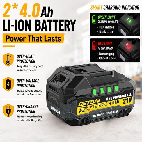 1/2 Impact Gun, 1400N.m (1032Ft-lbs) Super High Torque Impact Wrench with 2 x 4.0Ah Batteries, 21V Cordless Brushless Power Pistola Llave De Impacto with 10 Sockets for Car/Pickup Truck/Mower in Kuwait