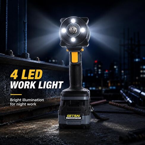 1/2 Impact Gun, 1400N.m (1032Ft-lbs) Super High Torque Impact Wrench with 2 x 4.0Ah Batteries, 21V Cordless Brushless Power Pistola Llave De Impacto with 10 Sockets for Car/Pickup Truck/Mower in Kuwait