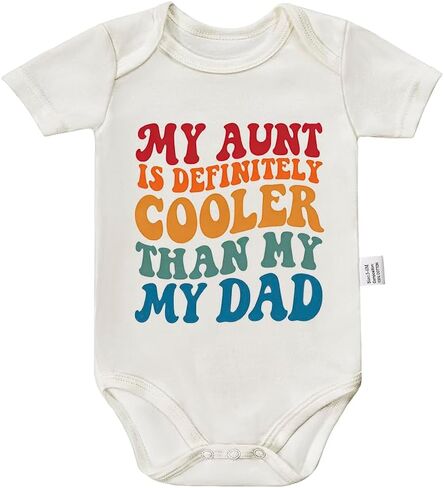 My Aunt is Cooler Than My Dad Bodysuit, Baby Announcement Outfit, Funny Unisex Infant Cotton Short Sleeve Clothing in Kuwait