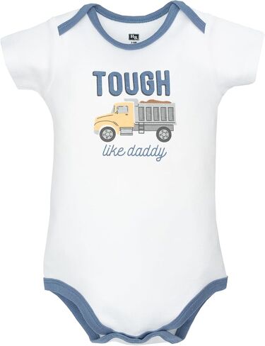 Hudson Baby Infant Boys Cotton Bodysuits 5-Pack, Blue Construction Trucks, 0-3 Months in Kuwait