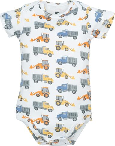Hudson Baby Infant Boys Cotton Bodysuits 5-Pack, Blue Construction Trucks, 0-3 Months in Kuwait