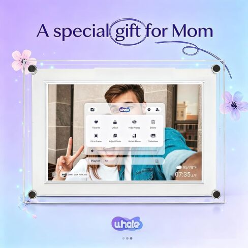Uhale 7 Inch Acrylic WiFi Digital Picture Frame, 32GB Crystal Clear Smart Photo Frame with Auto-Rotate, Instant App/Email Share, No Subscription, Frameless Aesthetic Desk Decor, Gift for Couples & Mom in Kuwait