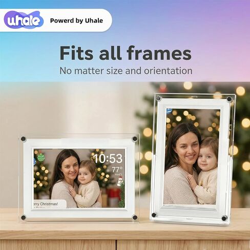 Uhale 7 Inch Acrylic WiFi Digital Picture Frame, 32GB Crystal Clear Smart Photo Frame with Auto-Rotate, Instant App/Email Share, No Subscription, Frameless Aesthetic Desk Decor, Gift for Couples & Mom in Kuwait