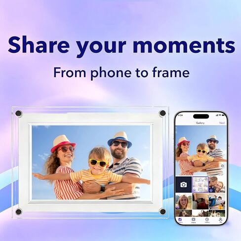 Uhale 7 Inch Acrylic WiFi Digital Picture Frame, 32GB Crystal Clear Smart Photo Frame with Auto-Rotate, Instant App/Email Share, No Subscription, Frameless Aesthetic Desk Decor, Gift for Couples & Mom in Kuwait