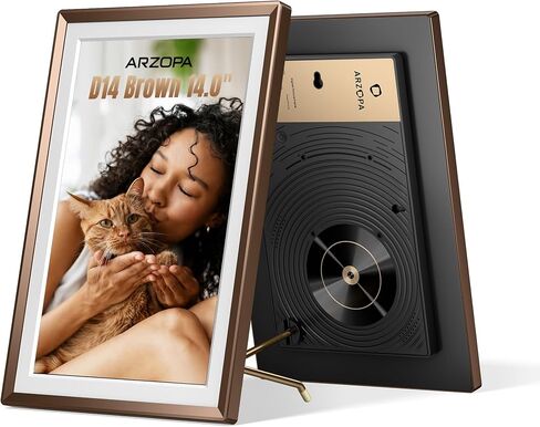 ARZOPA D10 Metal Digital Picture Frame Free Cloud Storage No Subscription 10.1" HD Anti-Glare Touchscreen Load Photos & Videos from Phone Ideal for Thoughtful Gifting Exquisite - Champagne Gold in Kuwait