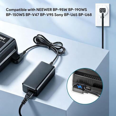 TAIFU D-Tap Quick Charger, 16.8V 3A Battery Charger for V-Mount, V-Lock & Gold Mount Batteries, Travel Charger with AC Power Cord, Compatible with Sony BP-U65/BP-U68 HDW-800P HDW-F900R PDW-680 PDW-850 in Kuwait