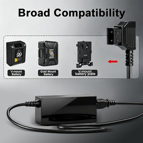 TAIFU D-Tap Quick Charger, 16.8V 3A Battery Charger for V-Mount, V-Lock & Gold Mount Batteries, Travel Charger with AC Power Cord, Compatible with Sony BP-U65/BP-U68 HDW-800P HDW-F900R PDW-680 PDW-850 in Kuwait